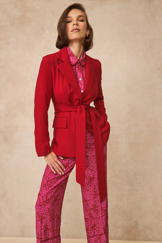 Fluid Crepe Tie Detail Blazer