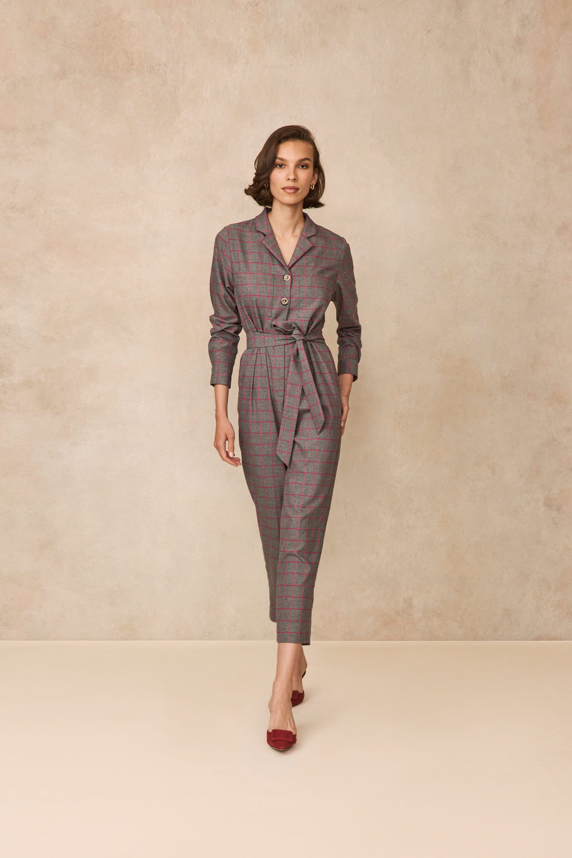 Oversized Check Jumpsuit