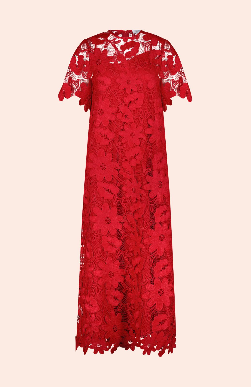 Floral Lace Scalloped Midi Dress