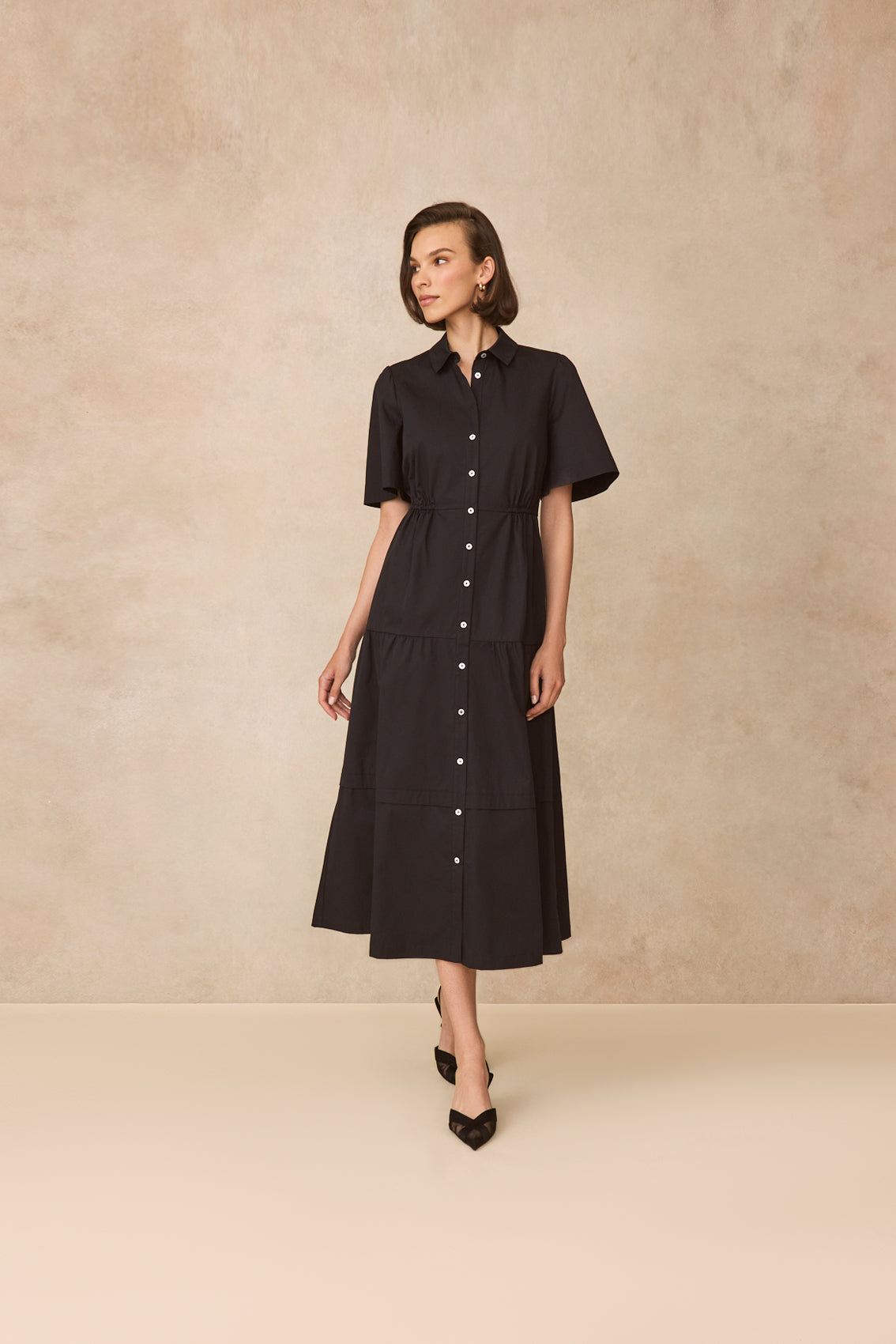 Coated Poplin Shirt Dress