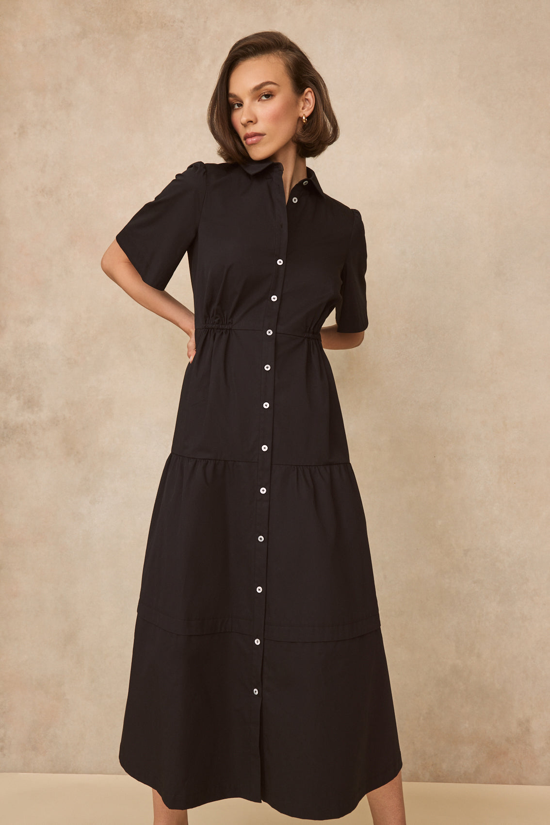 Coated Poplin Shirt Dress