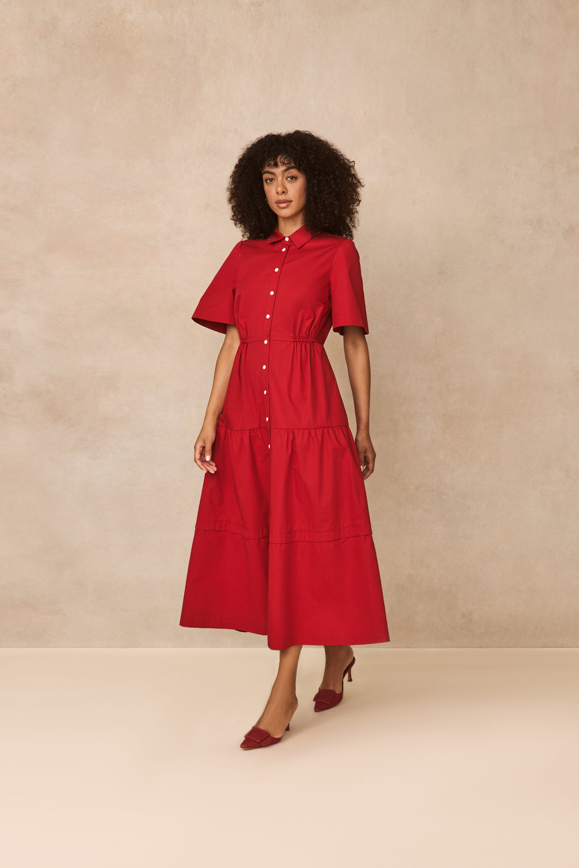 Coated Poplin Shirt Dress