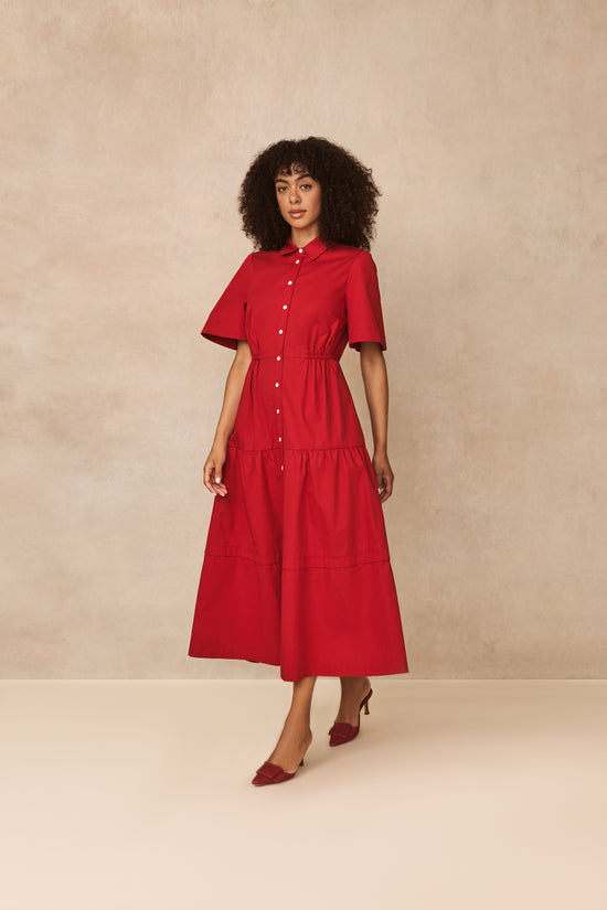 Coated Poplin Shirt Dress