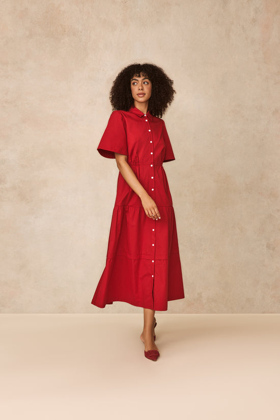 Coated Poplin Shirt Dress