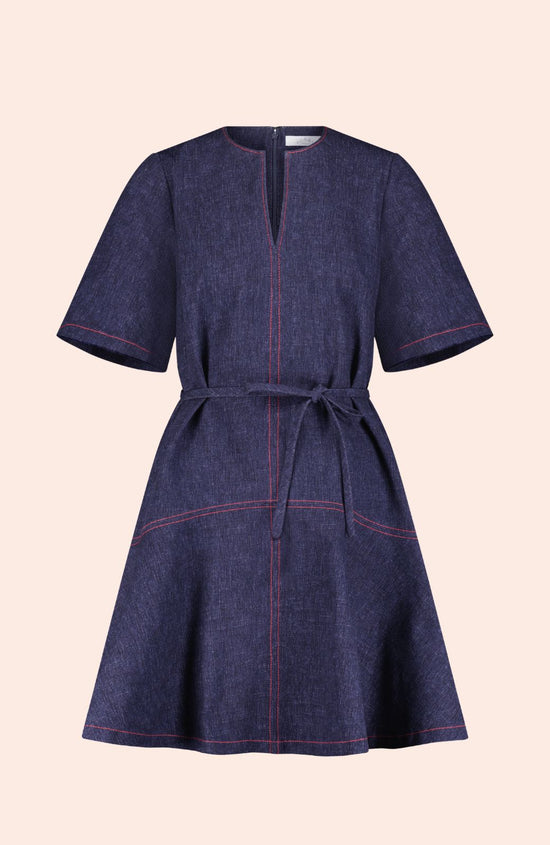 Stretch Denim Flounce Dress