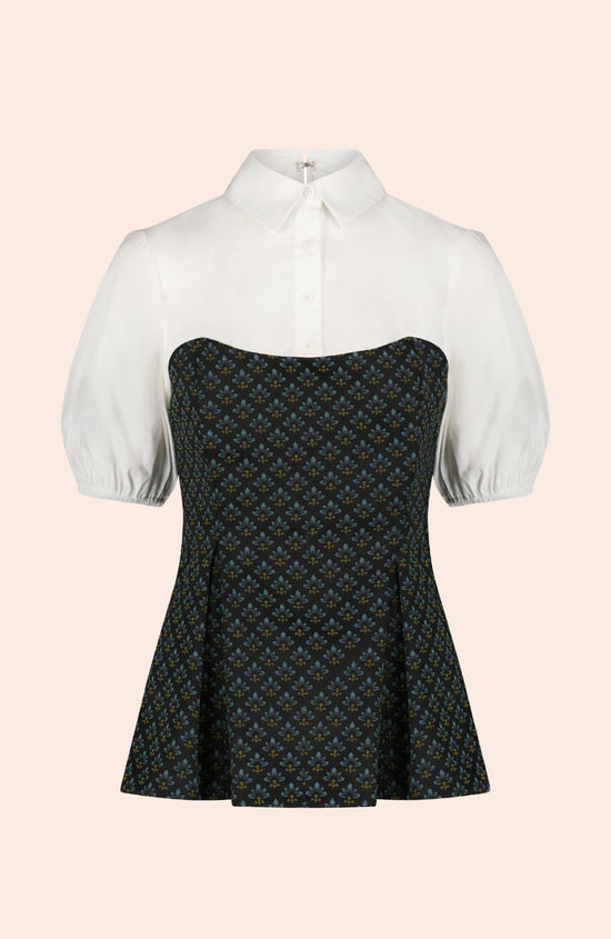 Stretch Jacquard Poplin Top