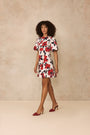 Floral Painted Cotton Flutter Sleeve Dress