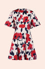 Floral Painted Cotton Flutter Sleeve Dress