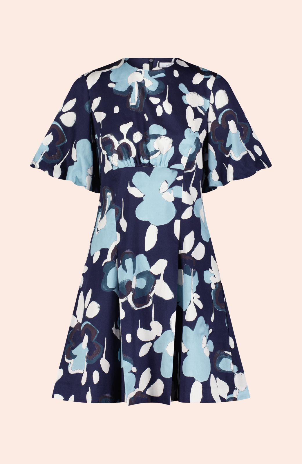 Floral Painted Cotton Flutter Sleeve Dress