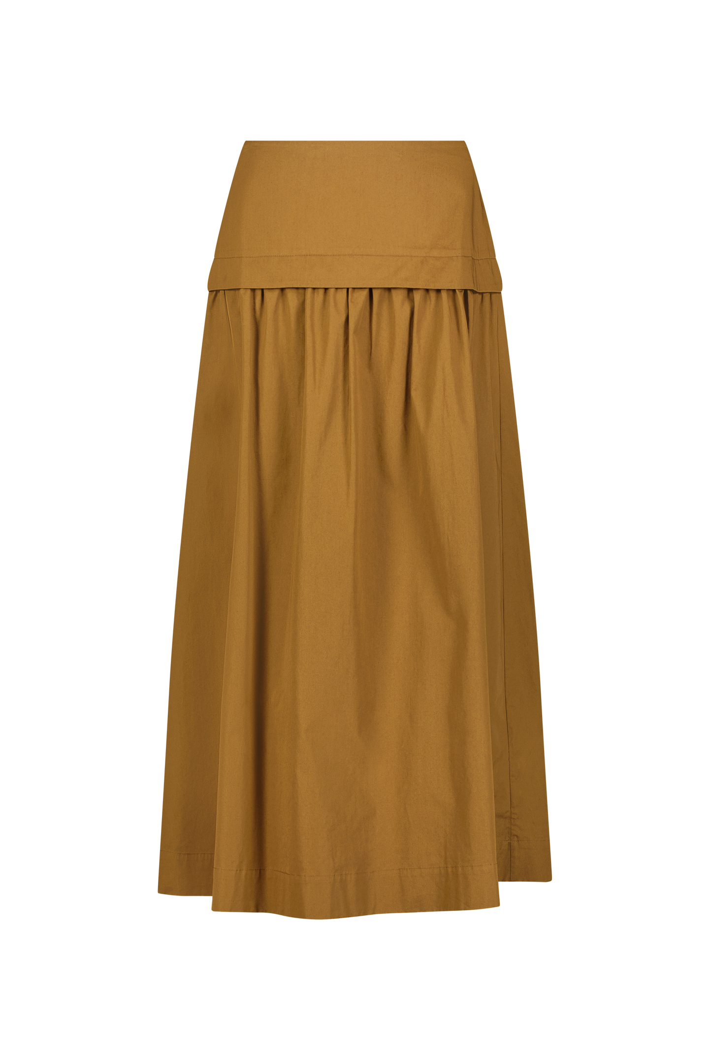 Coated Poplin Midi Skirt