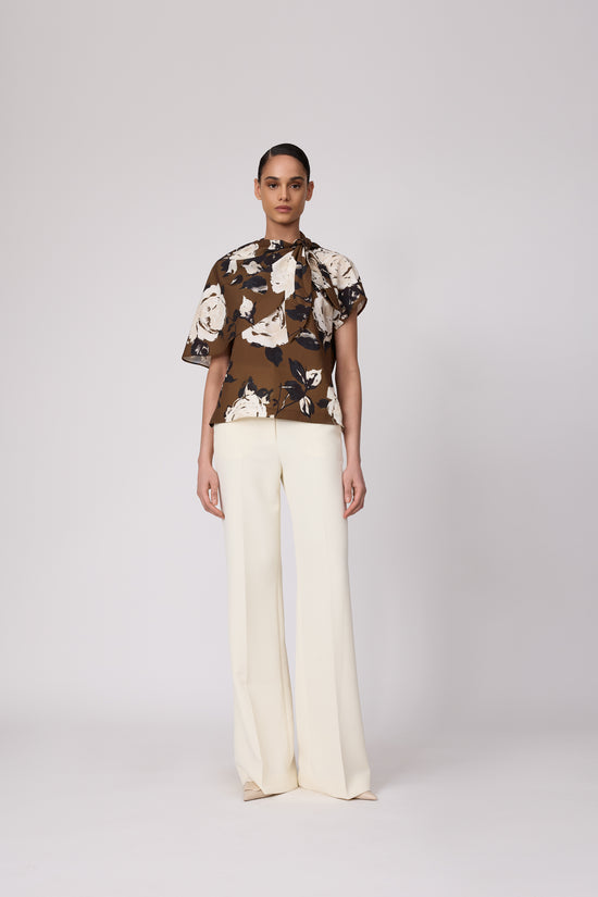 Rose Crepe Draped Blouse