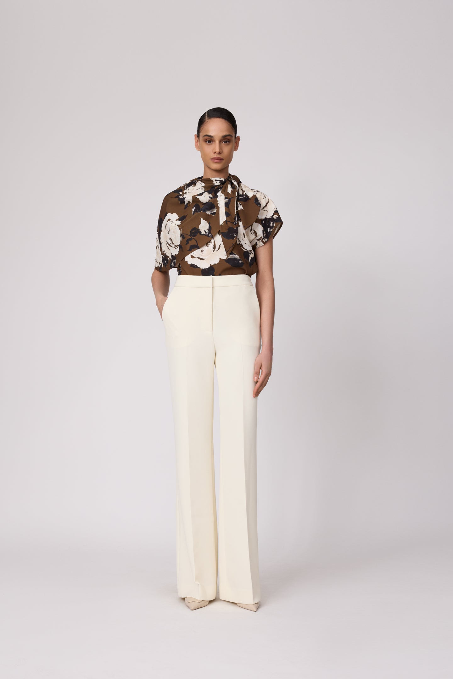 Rose Crepe Draped Blouse