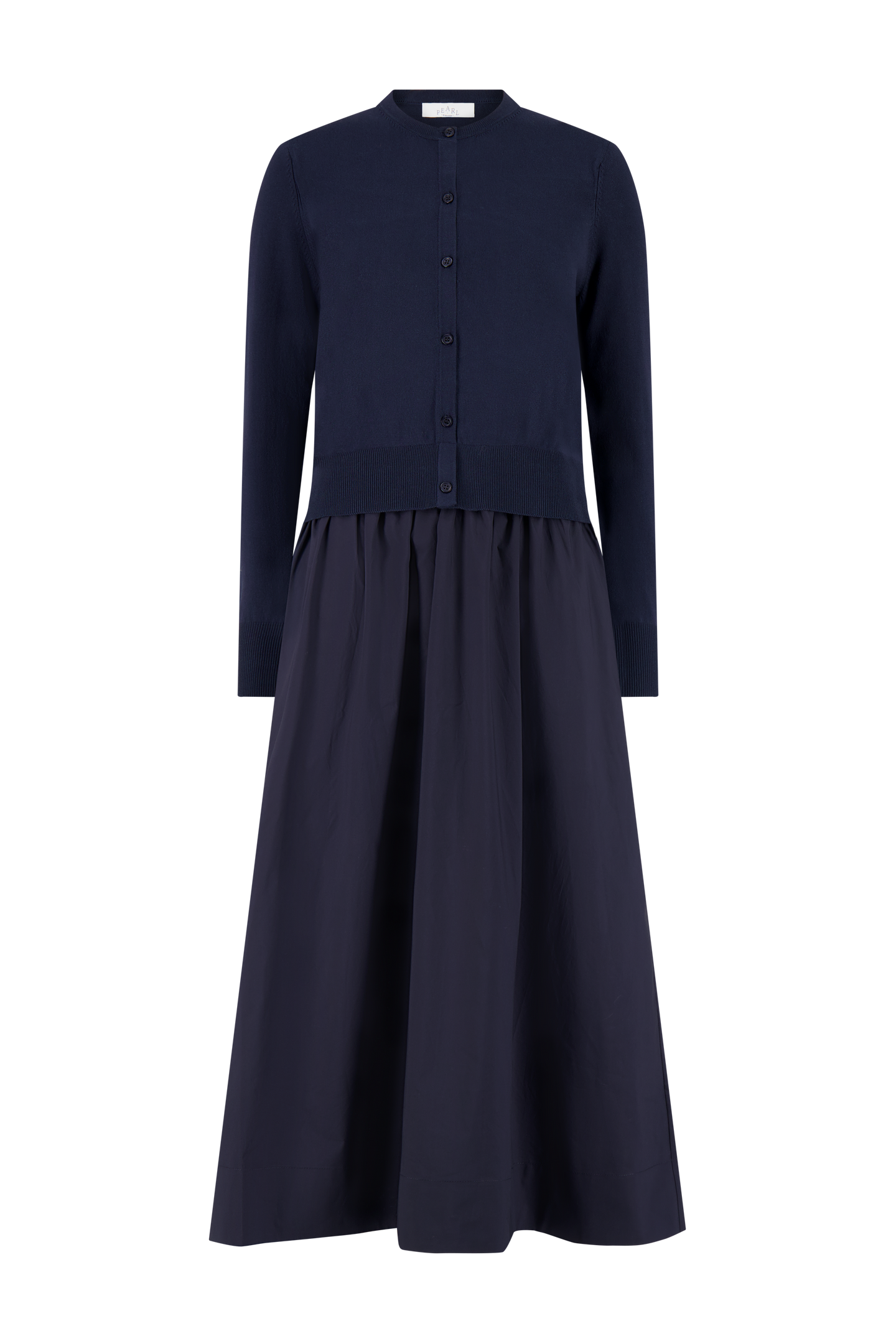 Poplin Combo Midi Knit Dress
