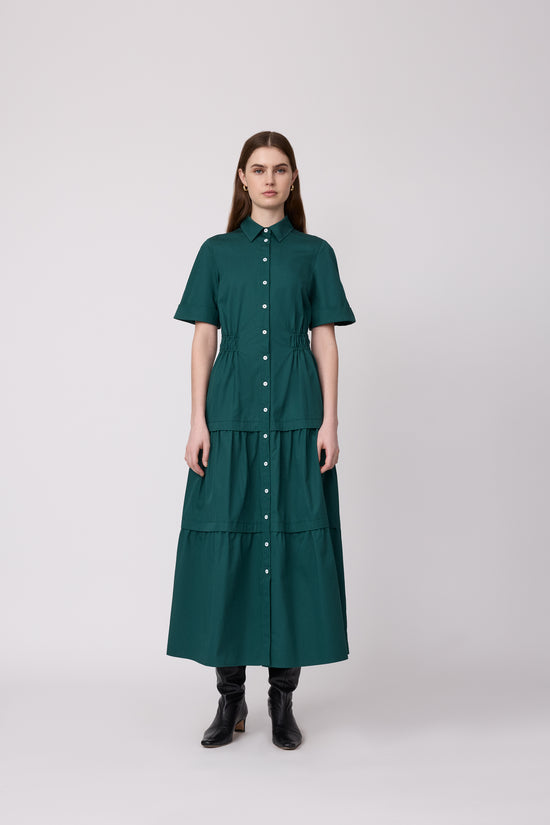 Coated Poplin Shirt Dress