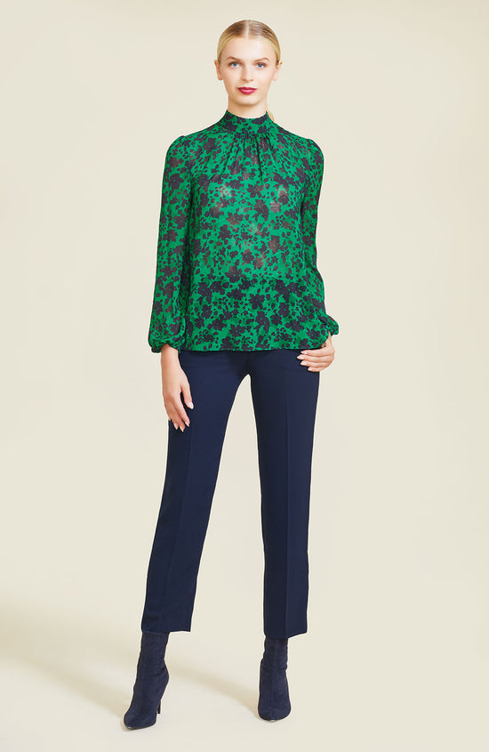 Floral Jacquard High Neck Top