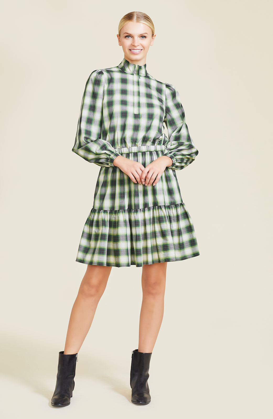 Plaid Poplin Shirt Dress