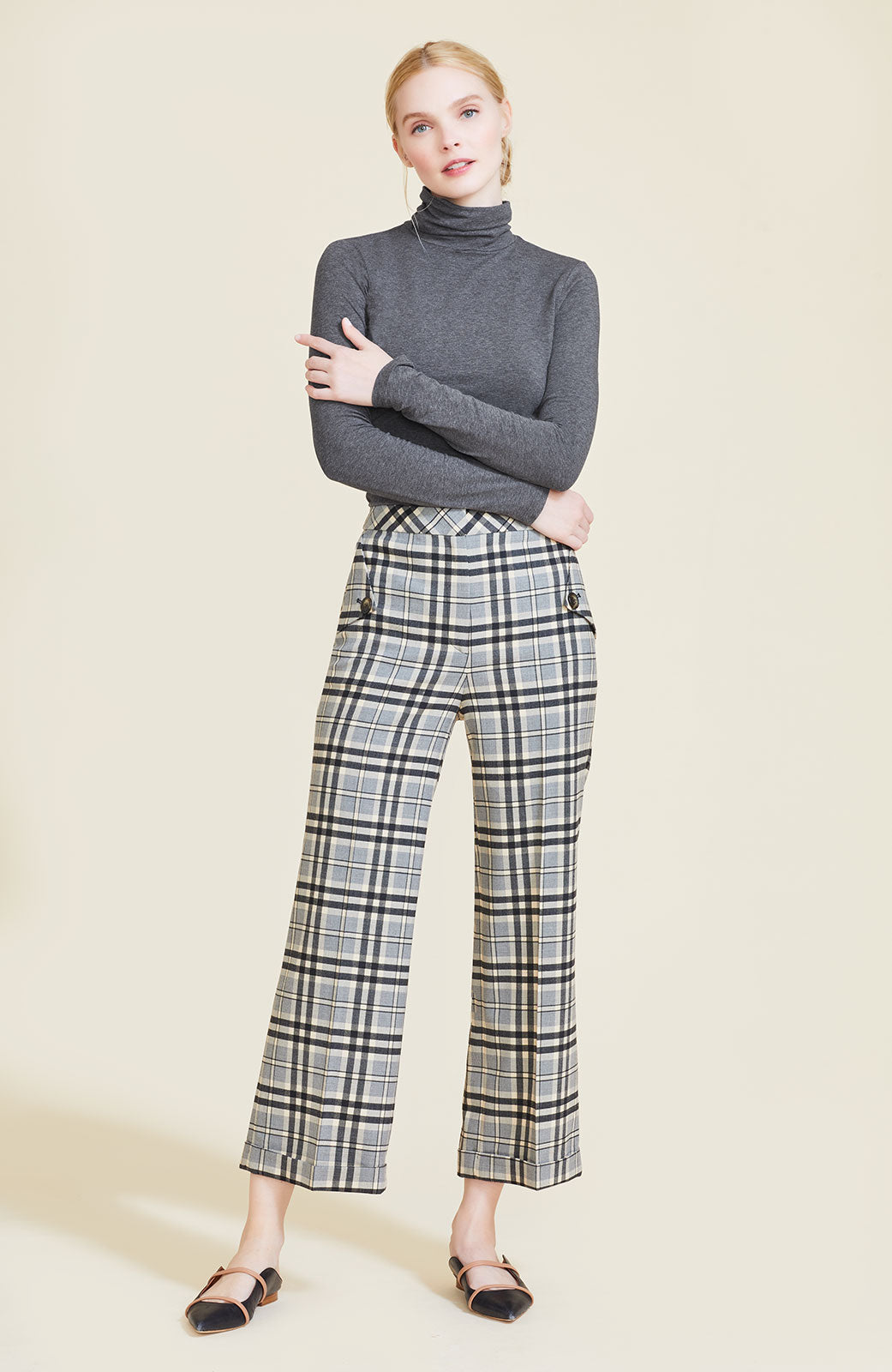 Plaid Wool Casey Pant