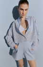 Polka Dot Eyelet Cropped Shirt