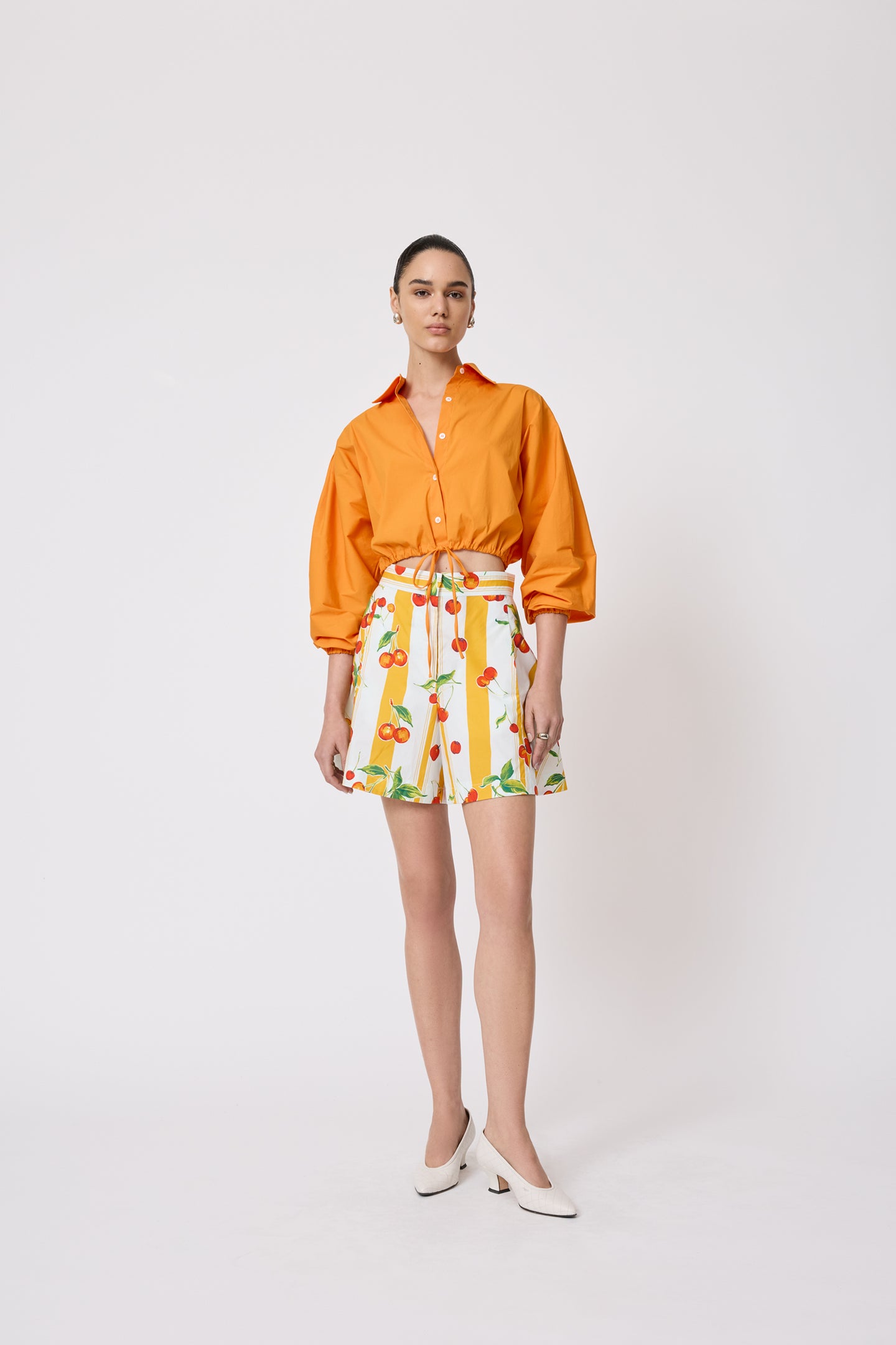 Cotton Poplin Tie Front Top