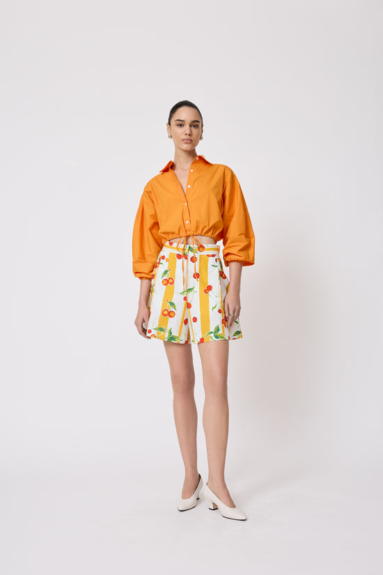 Cotton Poplin Tie Front Top