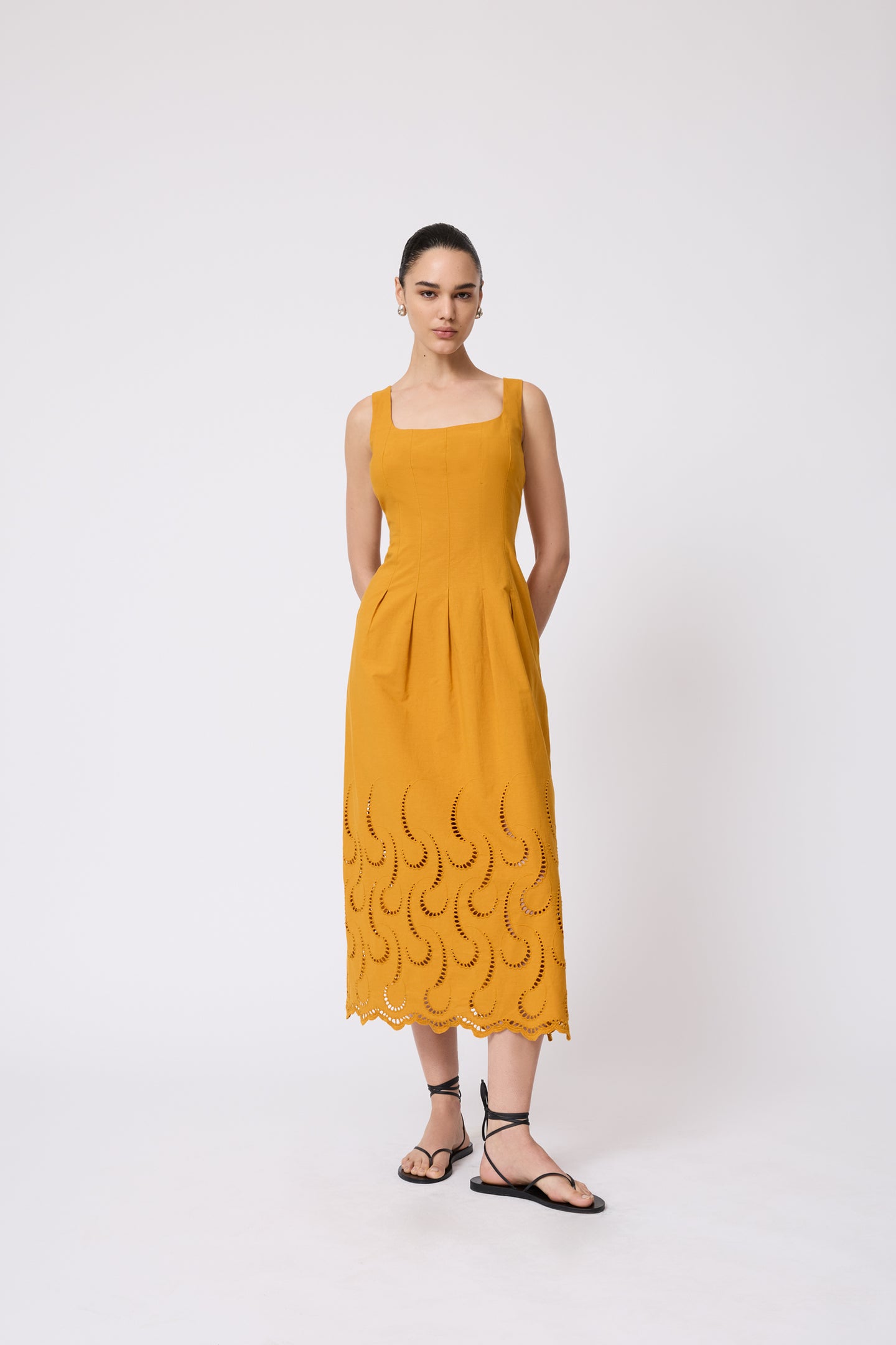 Wave Eyelet Midi Dress