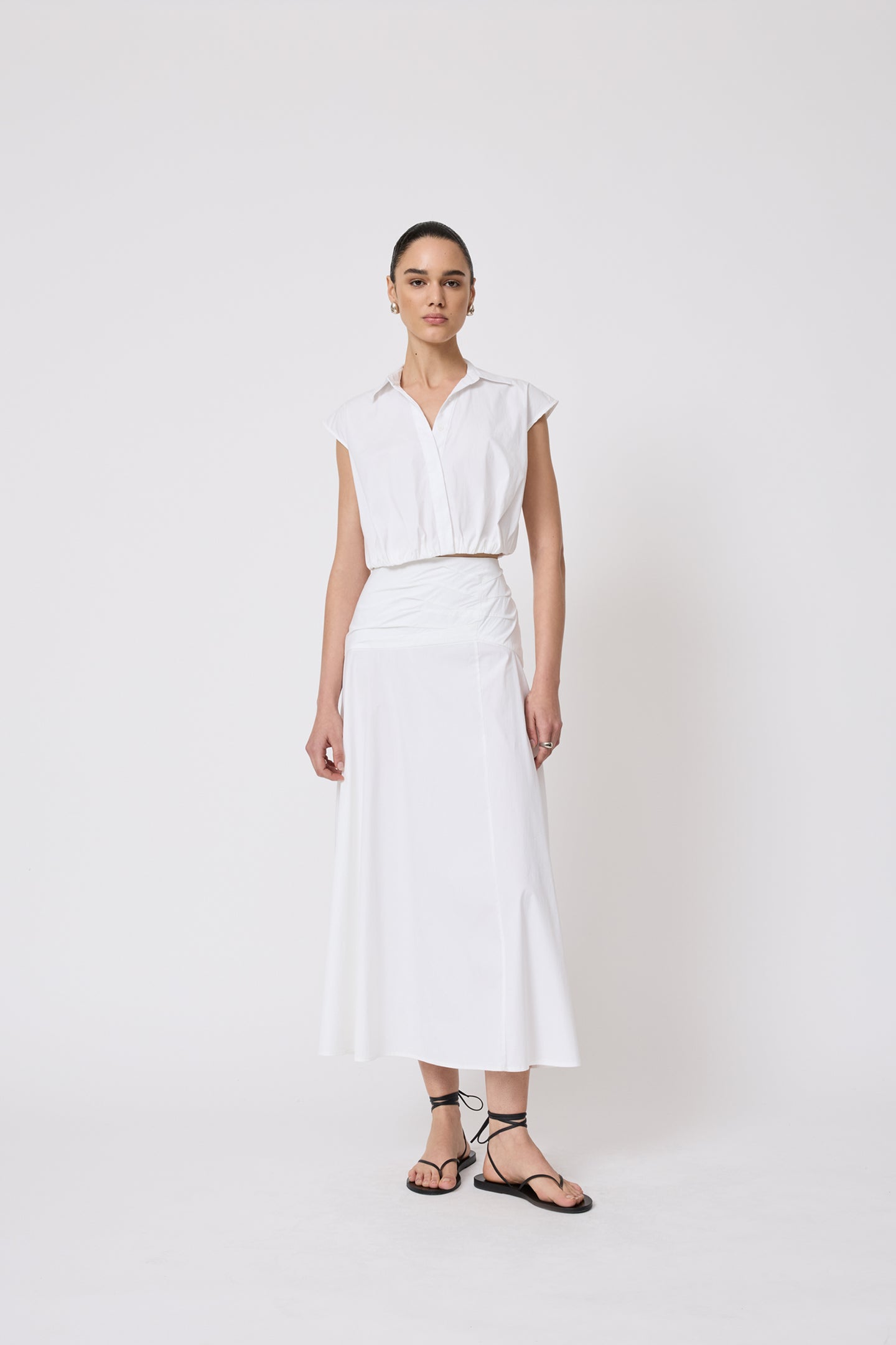 Cotton Poplin Sleeveless Shirt