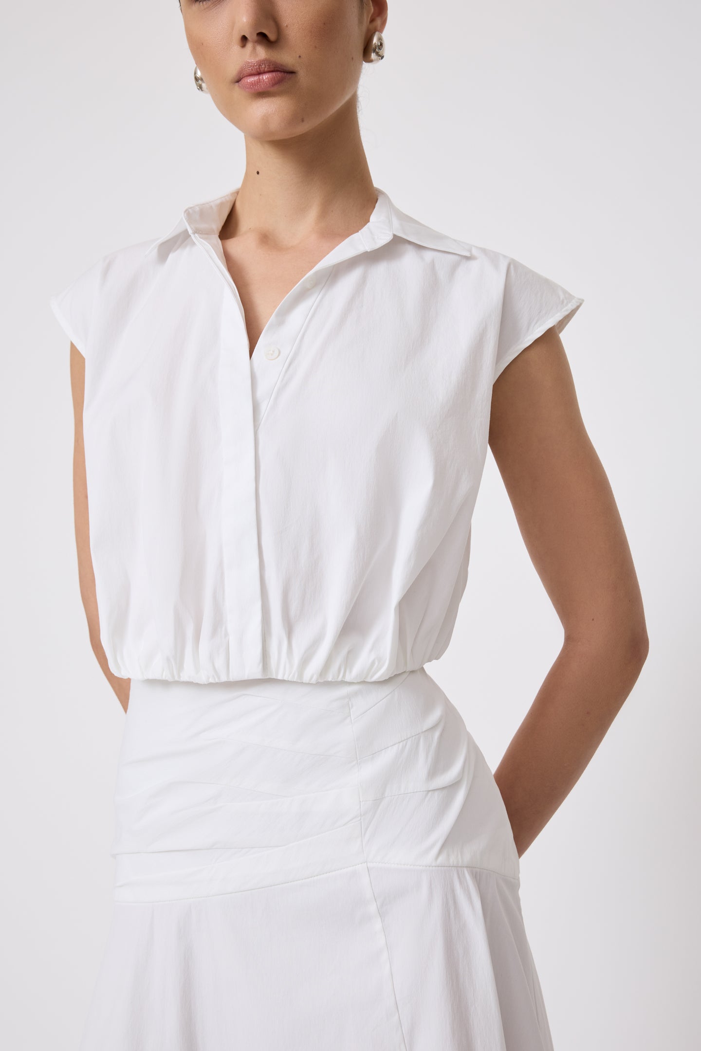 Cotton Poplin Sleeveless Shirt