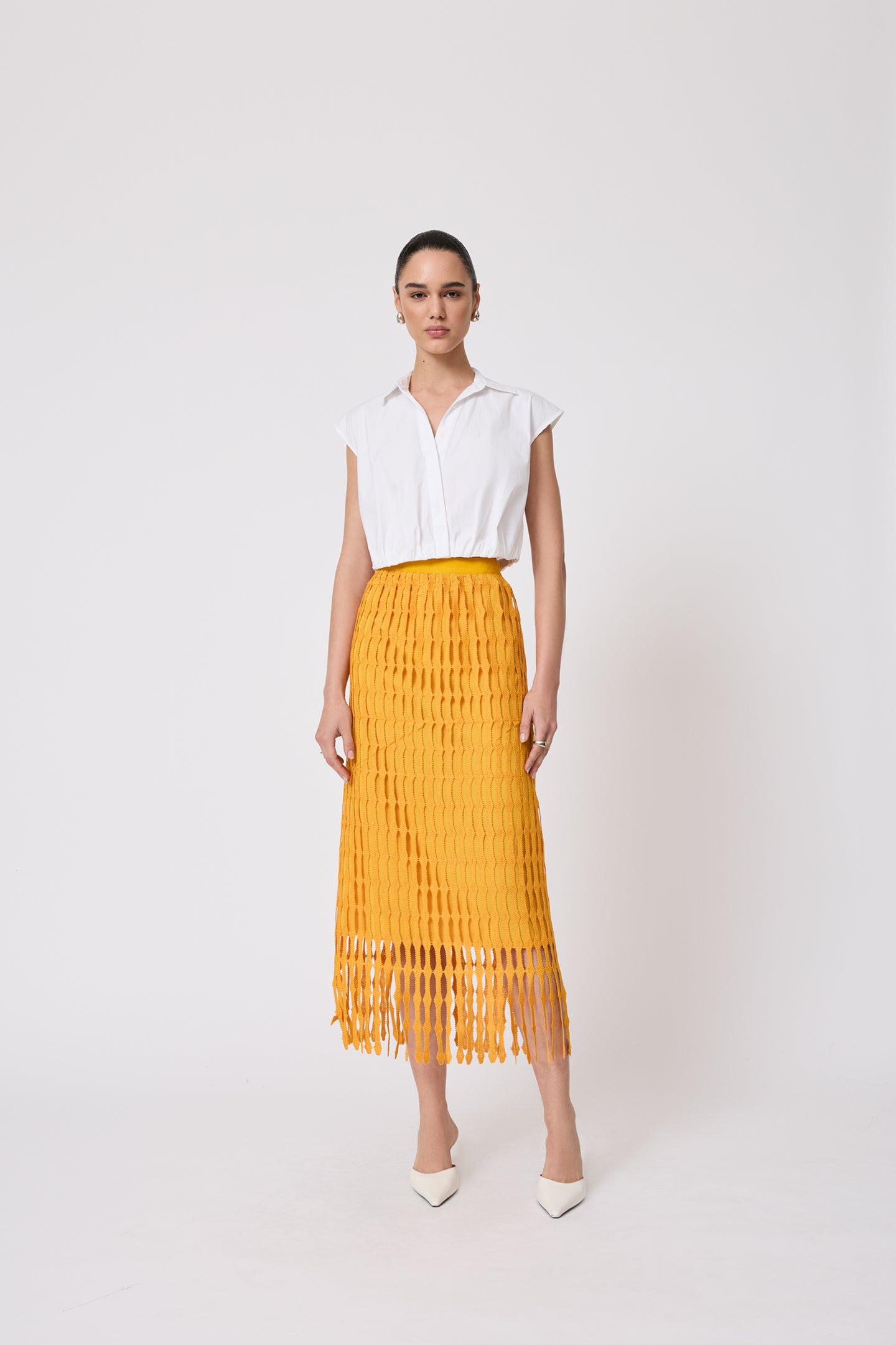 Fringe Lace Pencil Skirt