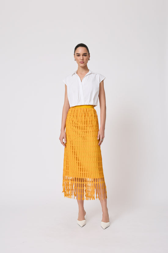 Fringe Lace Pencil Skirt