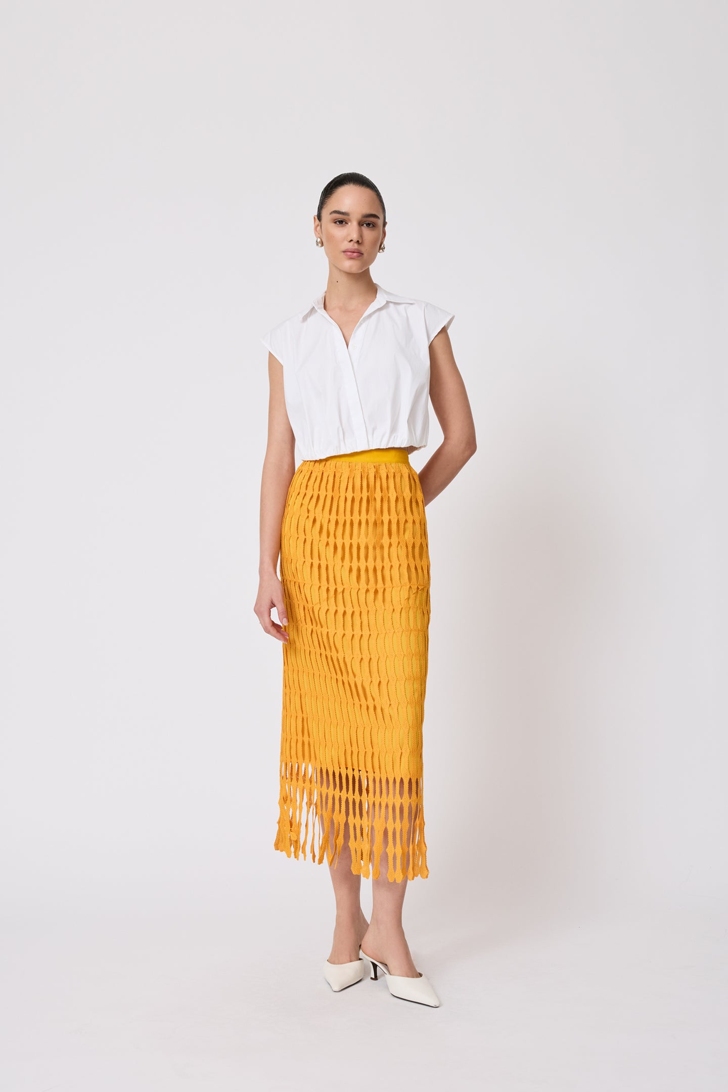 Fringe Lace Pencil Skirt