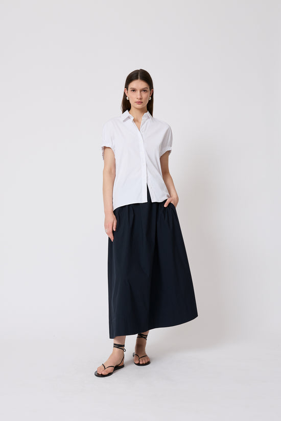 Tech Poplin Midi Skirt