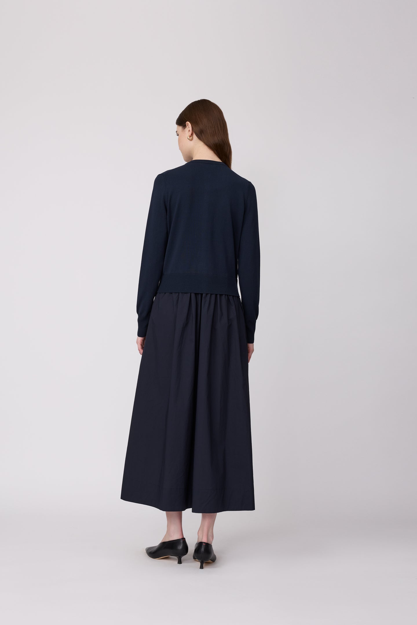 Poplin Combo Midi Knit Dress