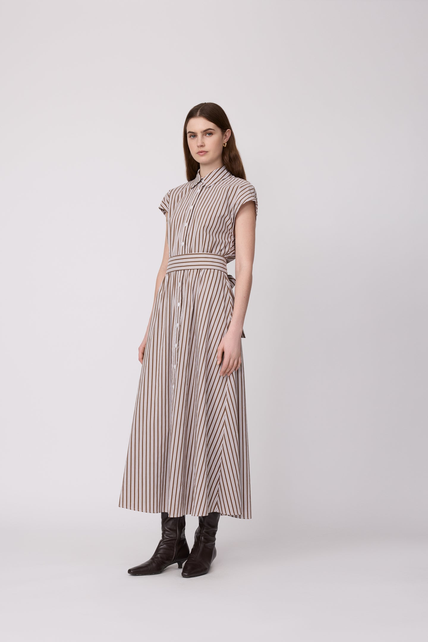 Striped Cotton Poplin Capelet Dress
