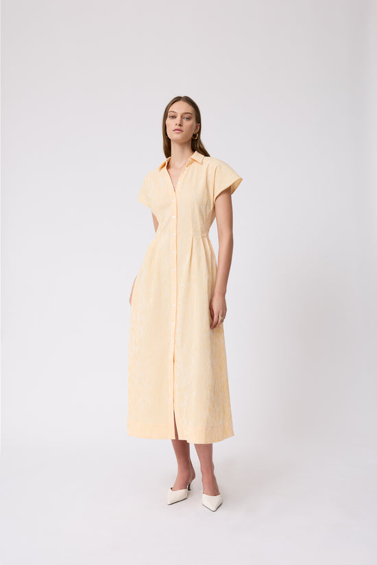 Striped Seersucker Shirt Dress