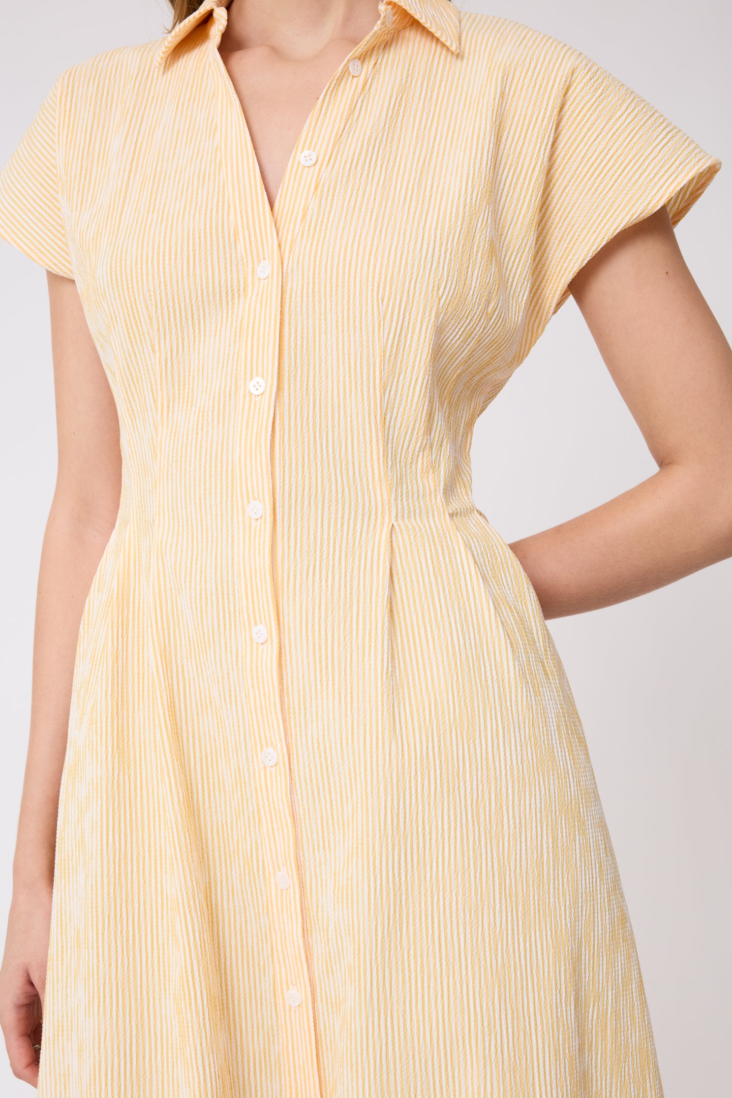 Striped Seersucker Shirt Dress