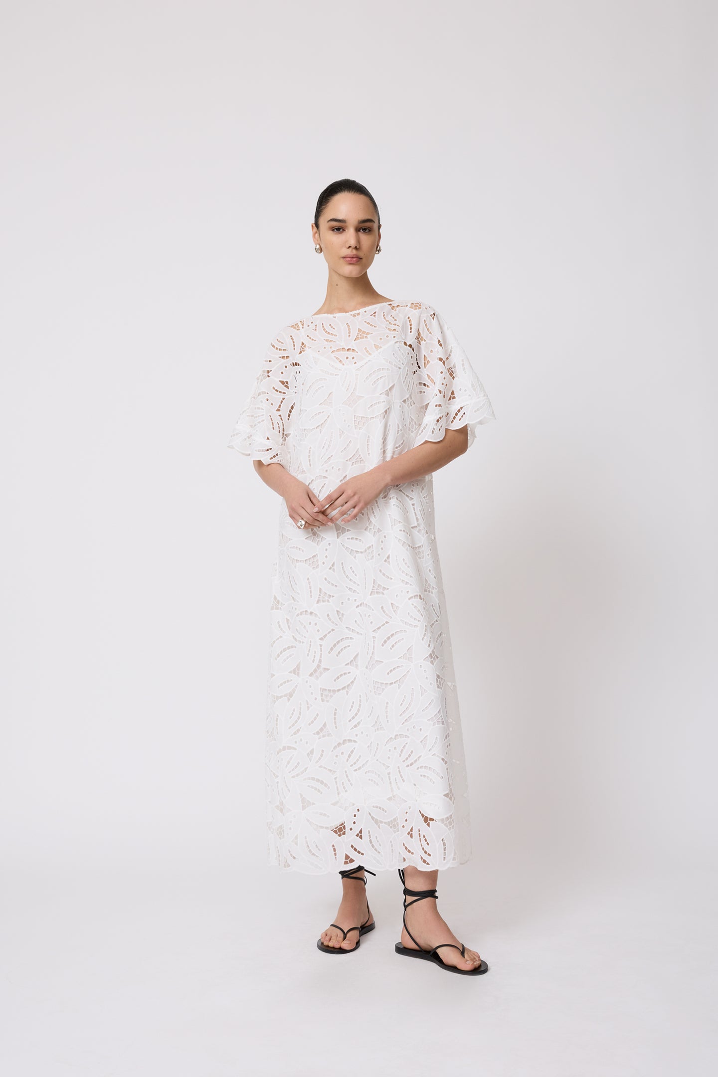 Embroidered Eyelet Caftan