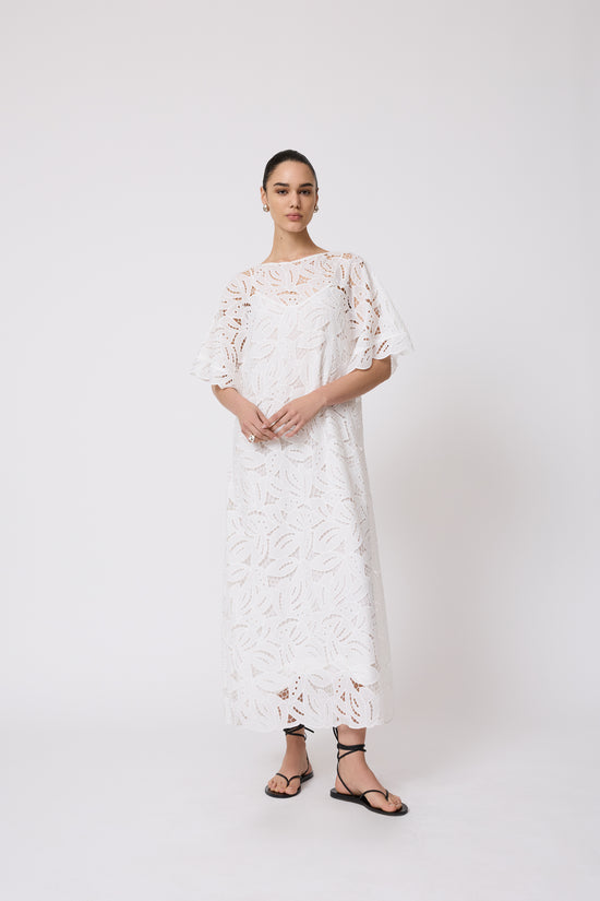 Embroidered Eyelet Caftan