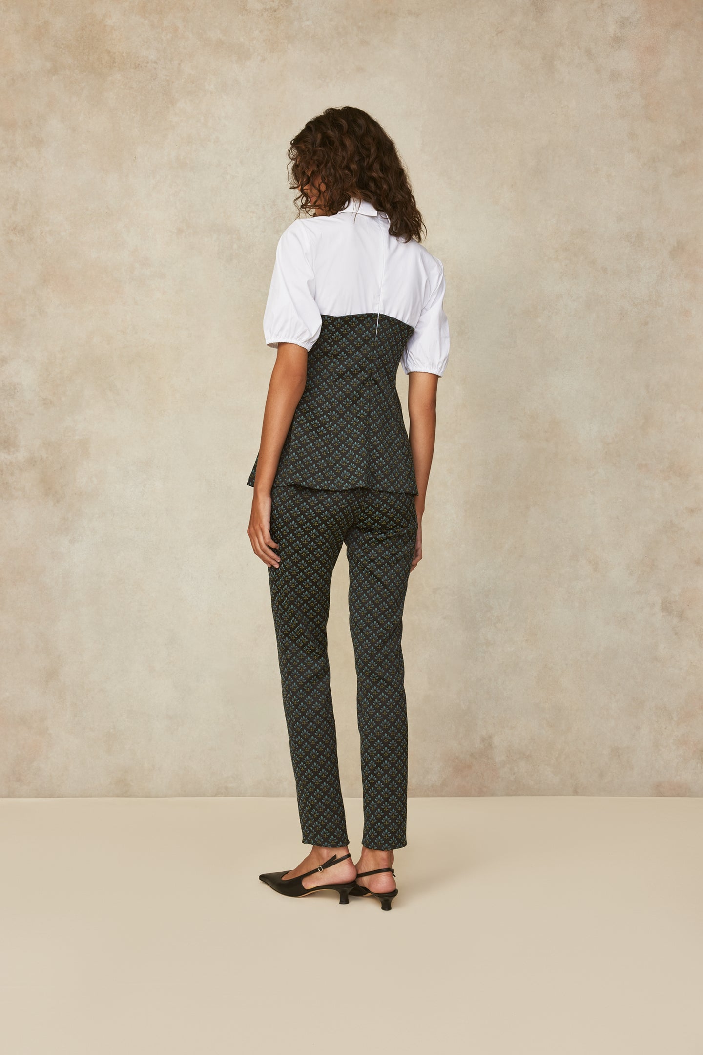 Stretch Jacquard Poplin Top
