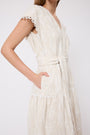 Thread Embroidered Canvas Tiered Dress