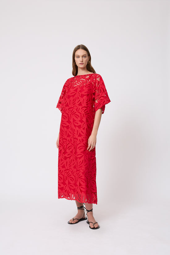 Embroidered Eyelet Caftan