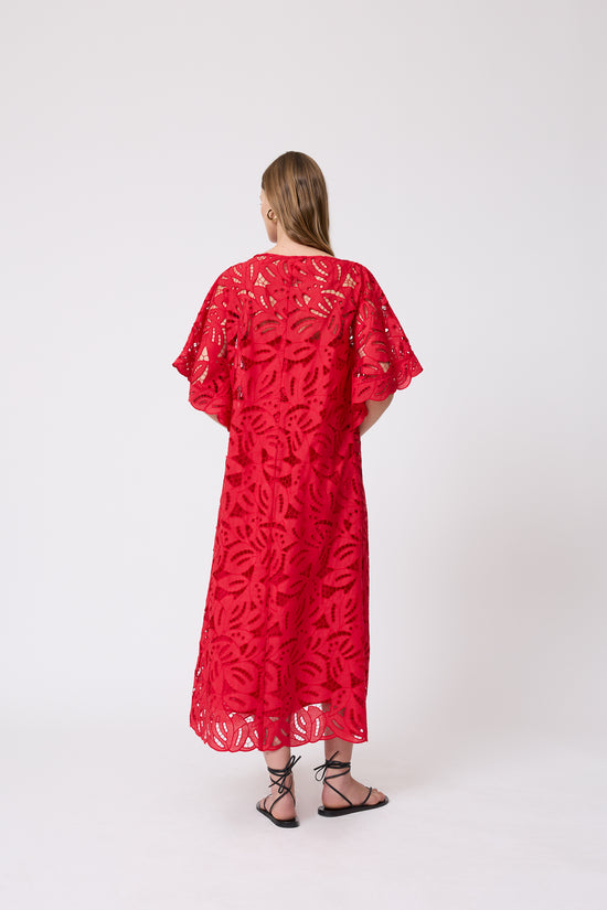Embroidered Eyelet Caftan