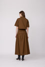 Coated Poplin Midi Skirt