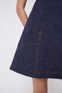 Stretch Denim Seamed A-Line Dress