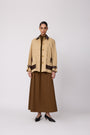 Cotton Twill Leather Detail Jacket
