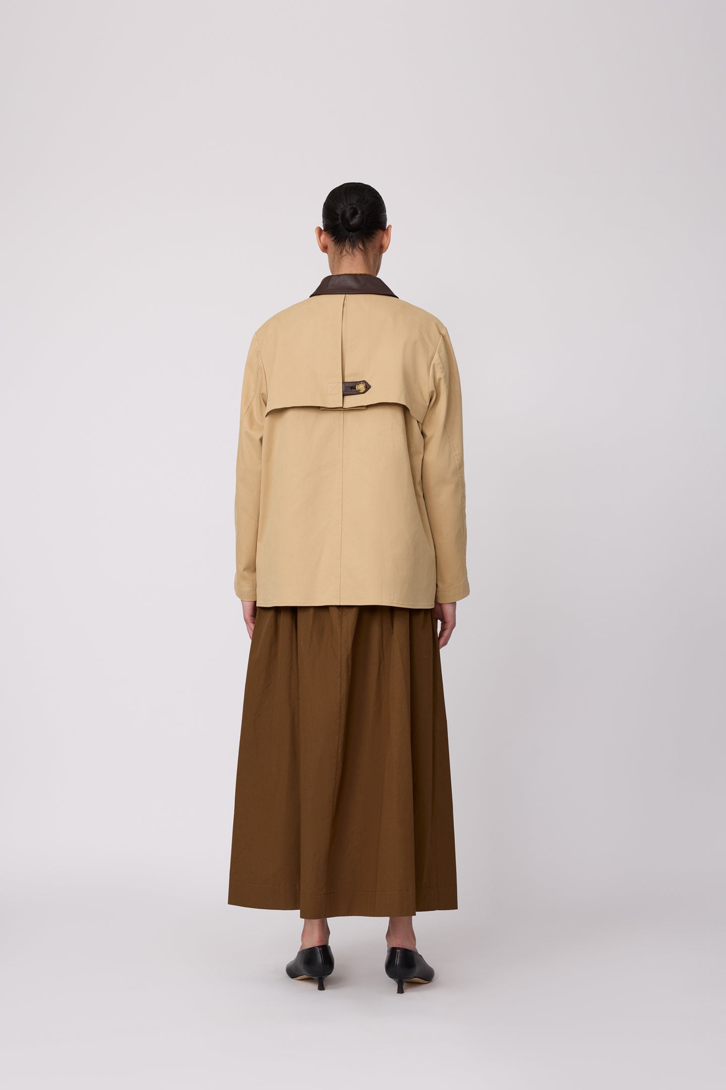 Cotton Twill Leather Detail Jacket
