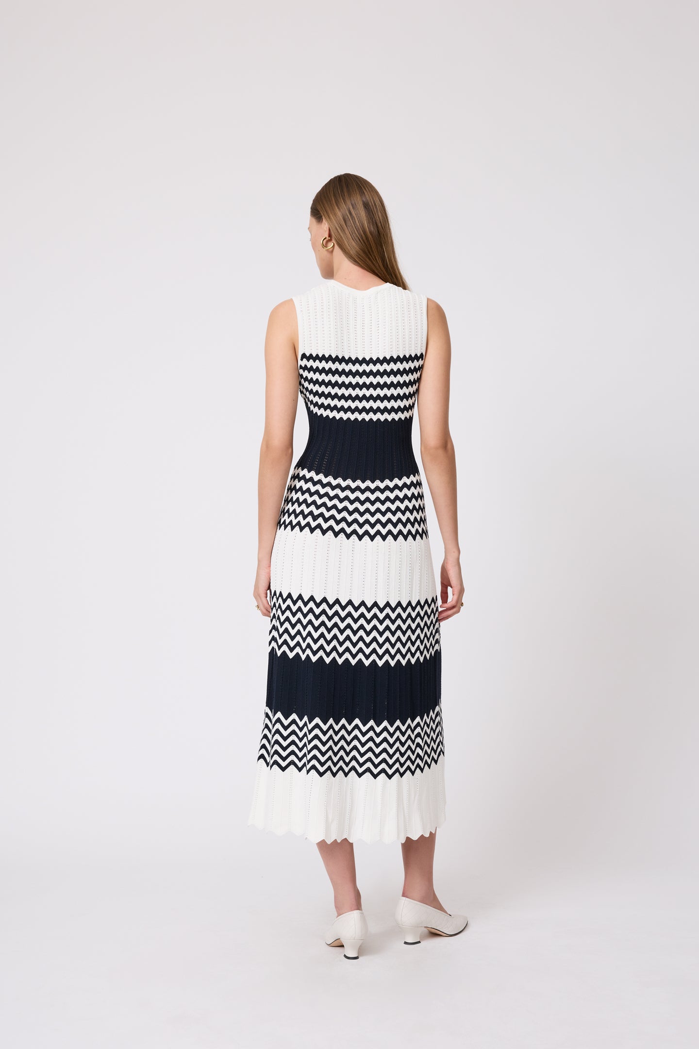 Chevron Pointelle Knit Dress