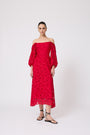 Embroidered Eyelet Off the Shoulder Dress