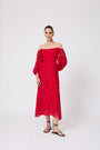 Embroidered Eyelet Off the Shoulder Dress