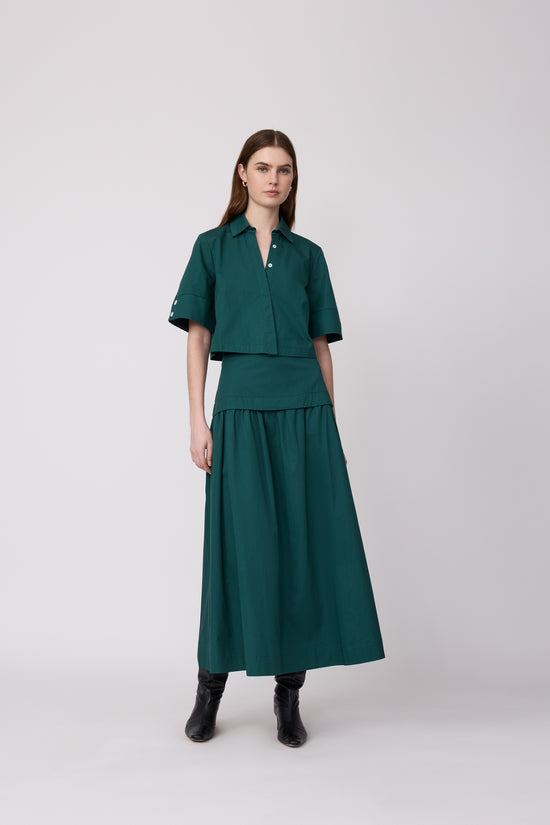 Coated Poplin Cropped Shirt