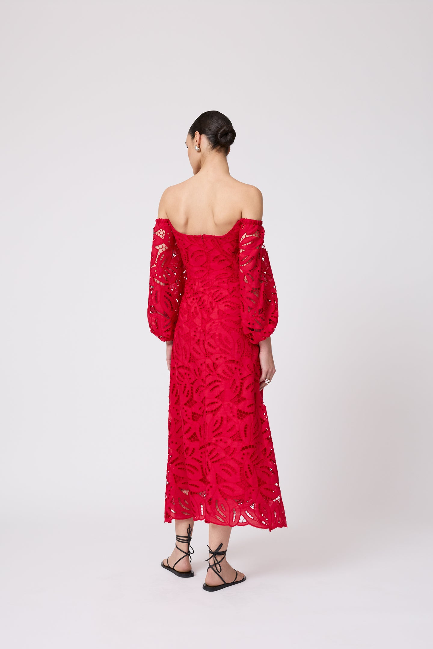 Embroidered Eyelet Off the Shoulder Dress